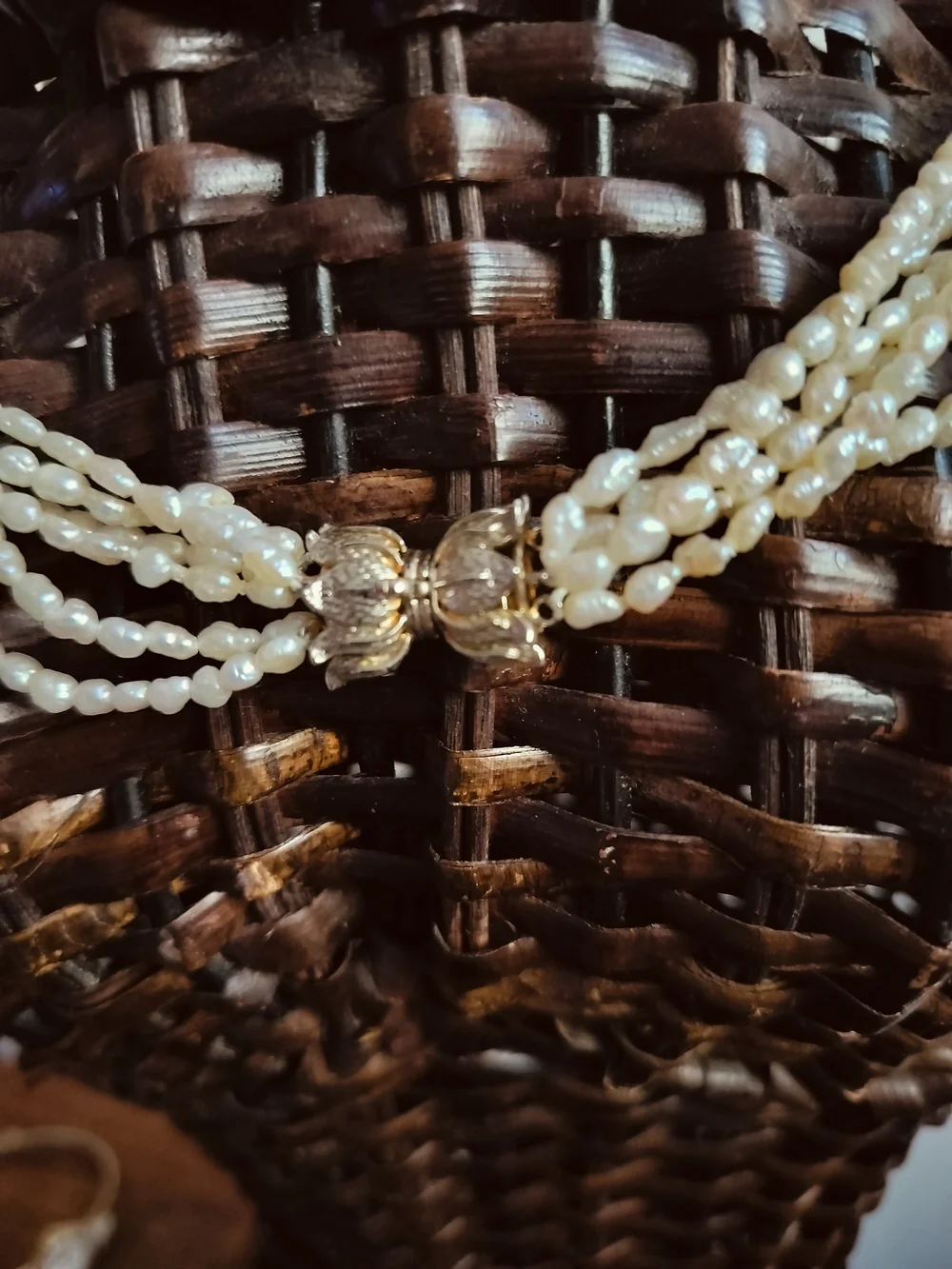 Elegant multi-strand freshwater rice pearl necklace with a